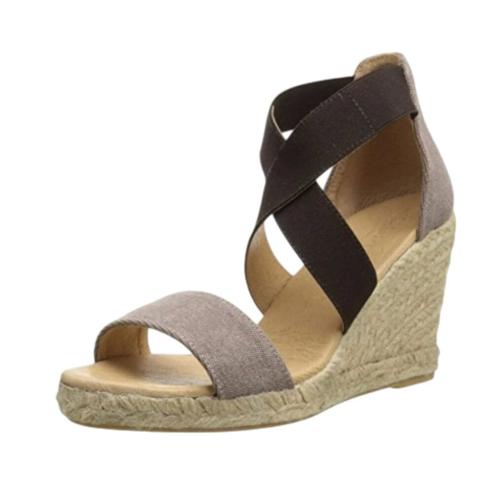 Cordani Enright Espadrille Wedge Sandals Womens 37 Brown Black Tan Open Toe Shoe